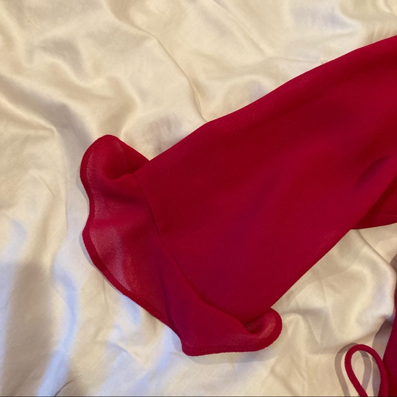 Red Cardigan Ruffled Sleeve - Picture 5 of 10